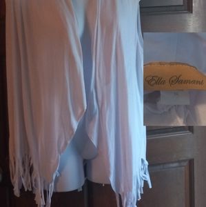 Plus size white cardigan vest